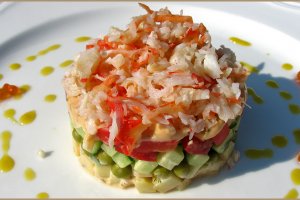 Vegetable salad with caviar