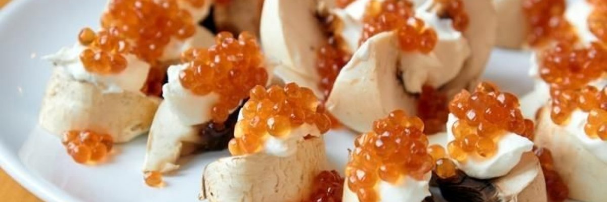 Mushroom and red caviar appetizer
