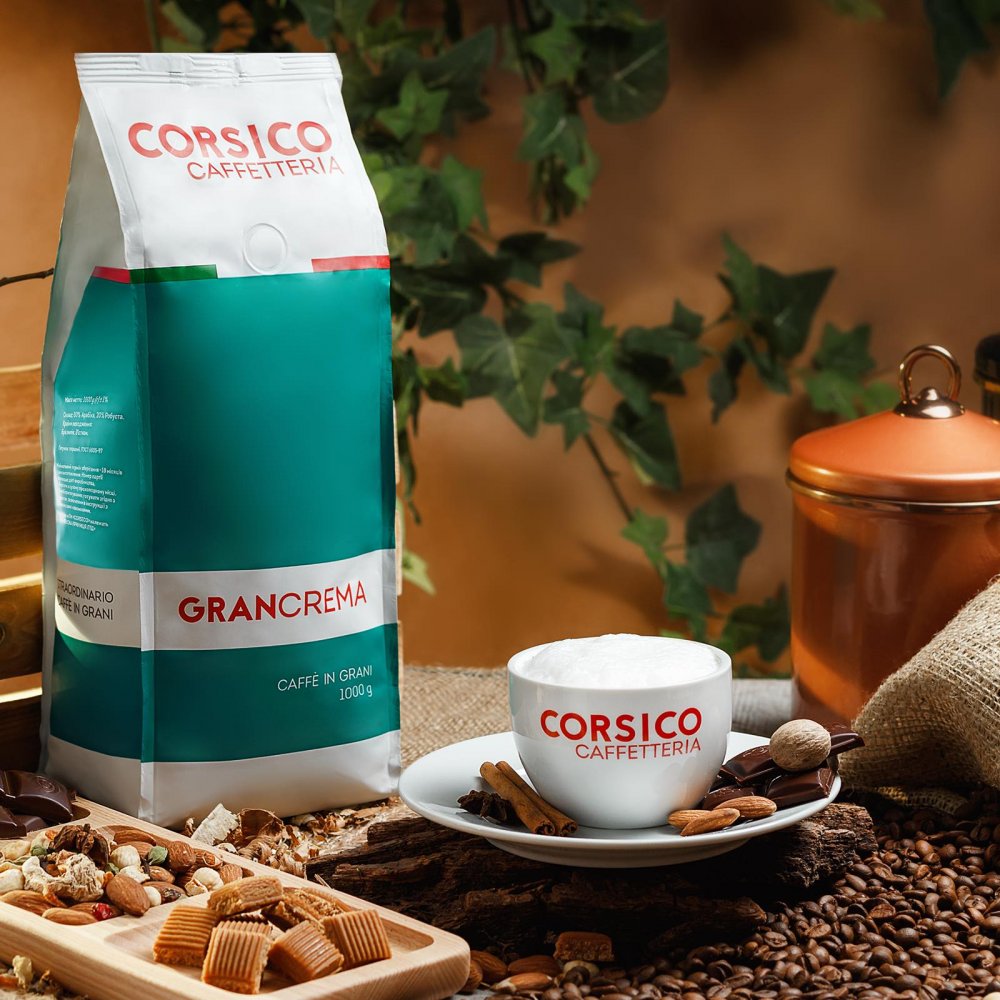 CAC Corneo Pack 1箱 Кофе зерновой Corsico Gran Crema 1000г Corsico Зерновой кофе